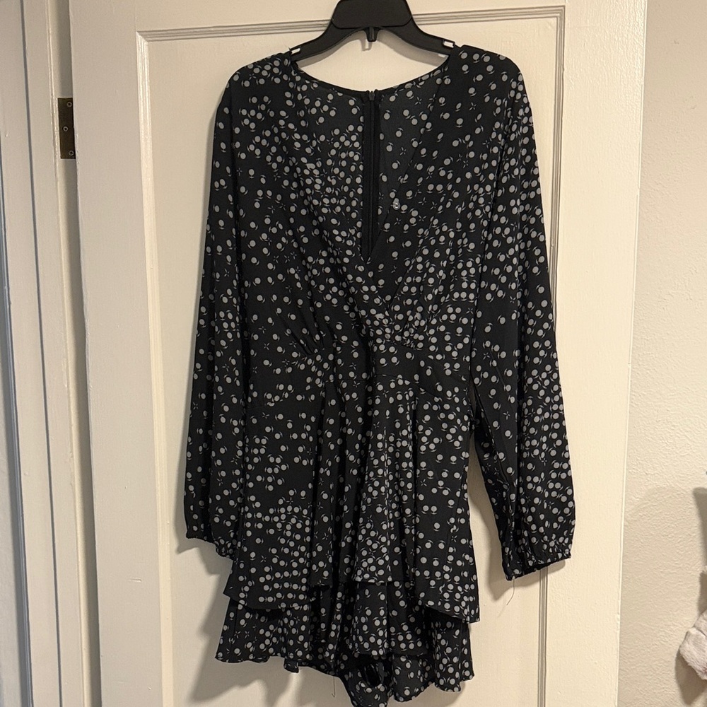 Chic Black Dress with White Polka Dots